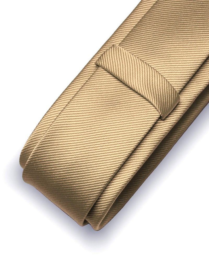 JEMYGINS 2.4" Gold Skinny Tie and Pocket Square with Tie Clip Silk slim Necktie Sets for Men - Image 2